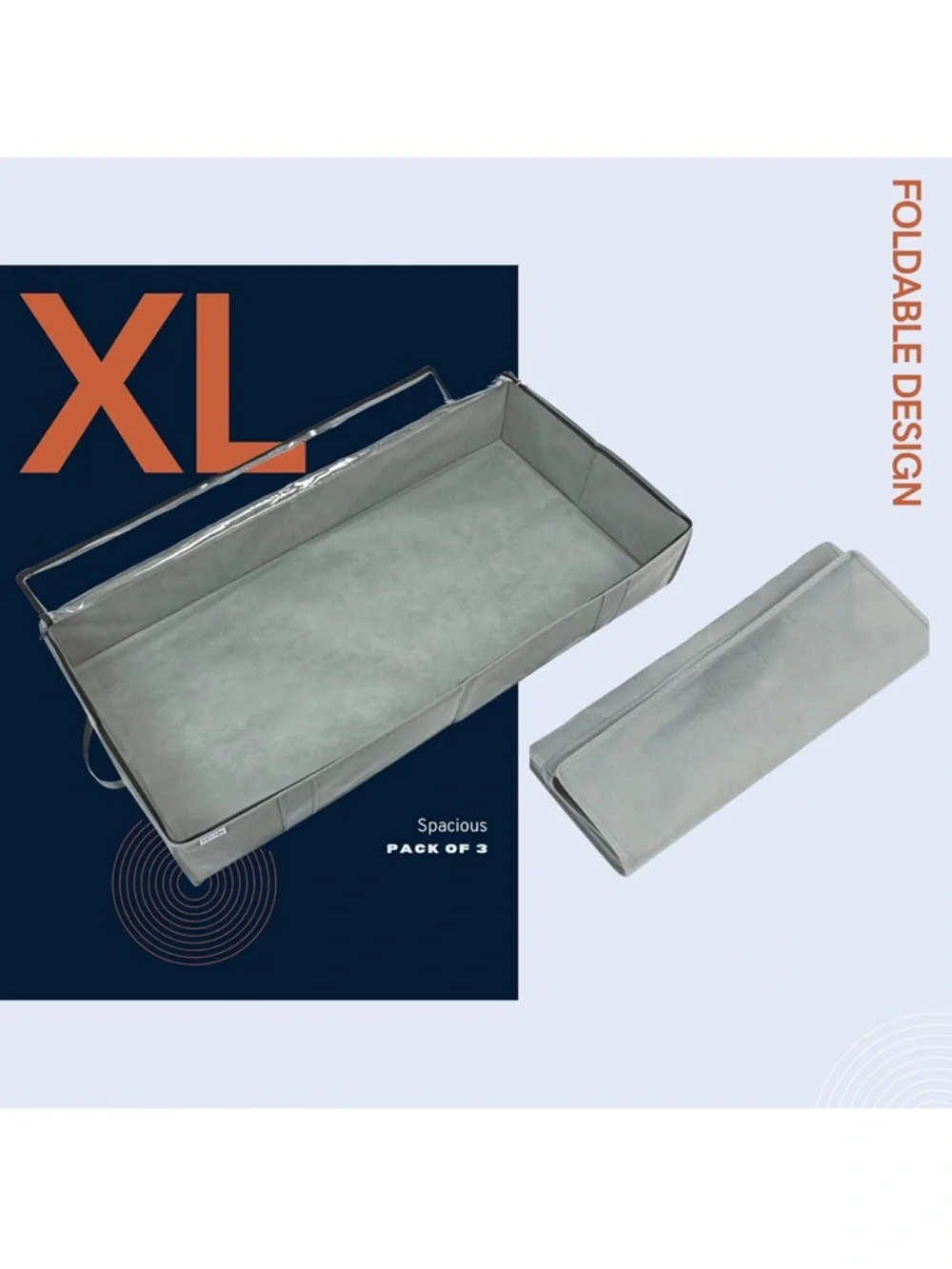 Under Bed Large Storage Bins with Clear Window- 3 pack